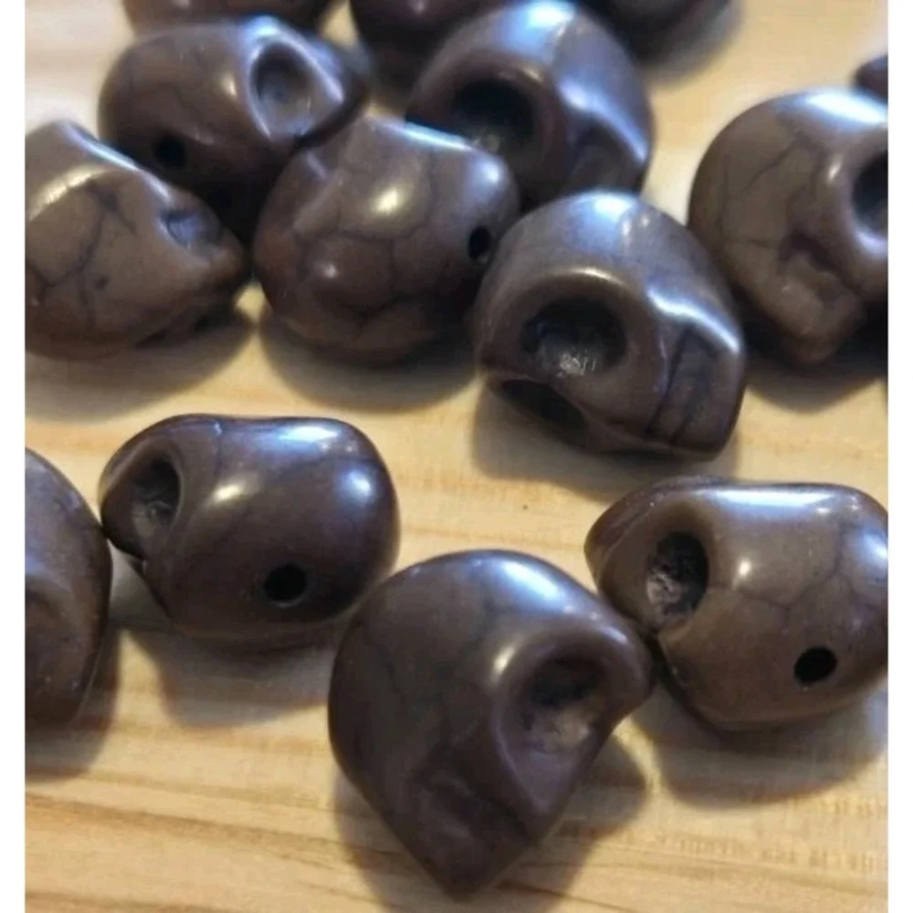 Assorted Skull Gothic Day of the Dead Stone Beads Lot of 258 Various Sizes